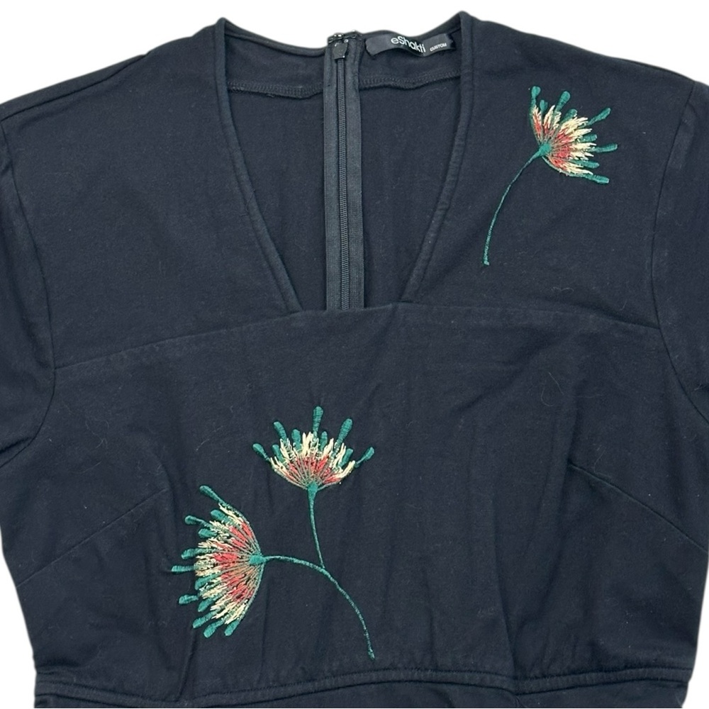 eShakti Black Embroidered Cotton Dress - Picture 3 of 7